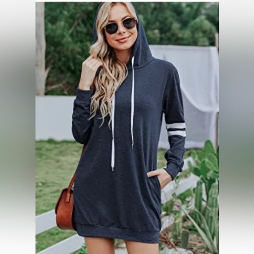 Finwanlo sweatshirt hoodie dress gray small